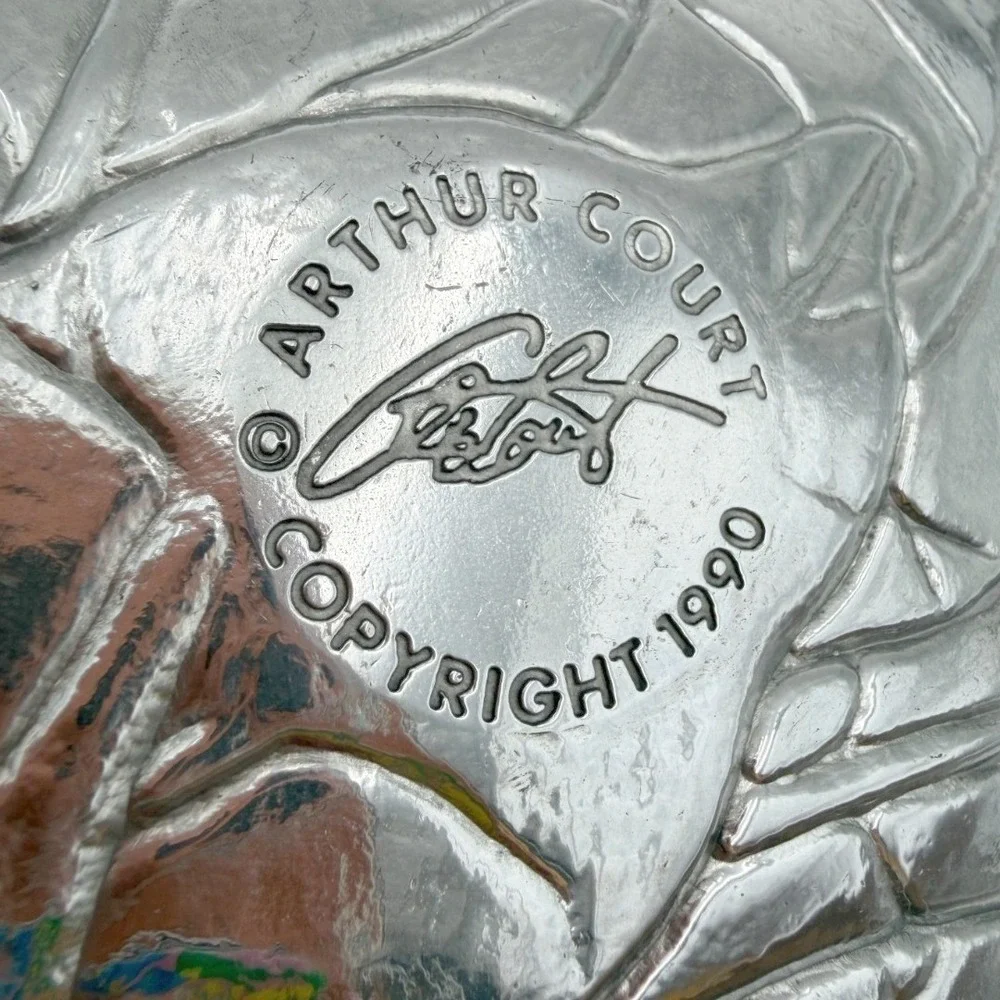 VTG 90s‎ Arthur Court Bunny Rabbit Aluminum Serving Tray Platter NOS Cottage 19
